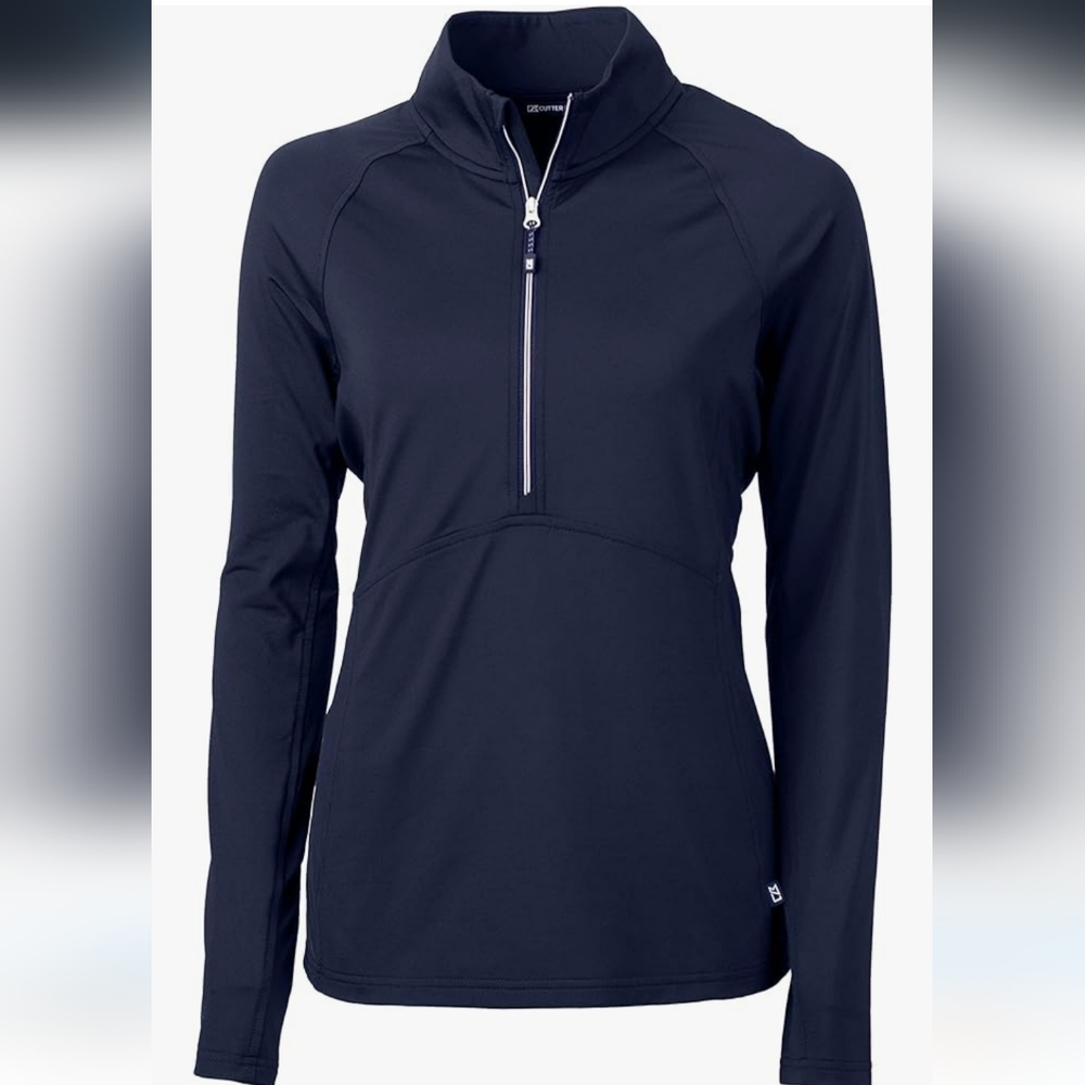 Cutter & Buck Blue Fitted Zippered Polo Long Sleeve Top